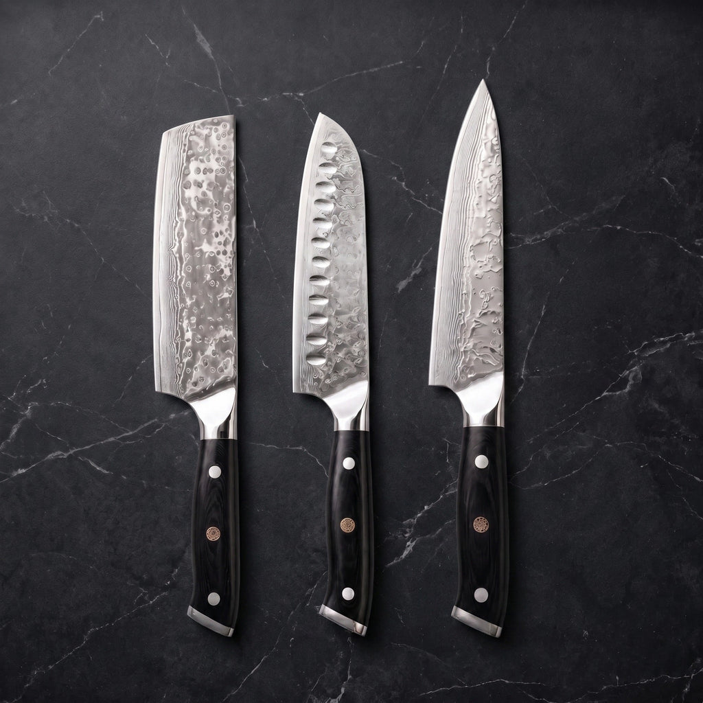 Genbu Knife Trio (Gyuto, Nakiri & Santoku)