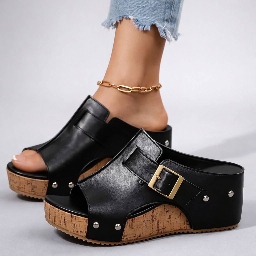CASSIA™ | Leather Wedge Sandals