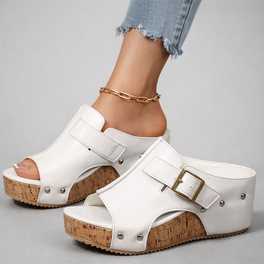 CASSIA™ | Leather Wedge Sandals