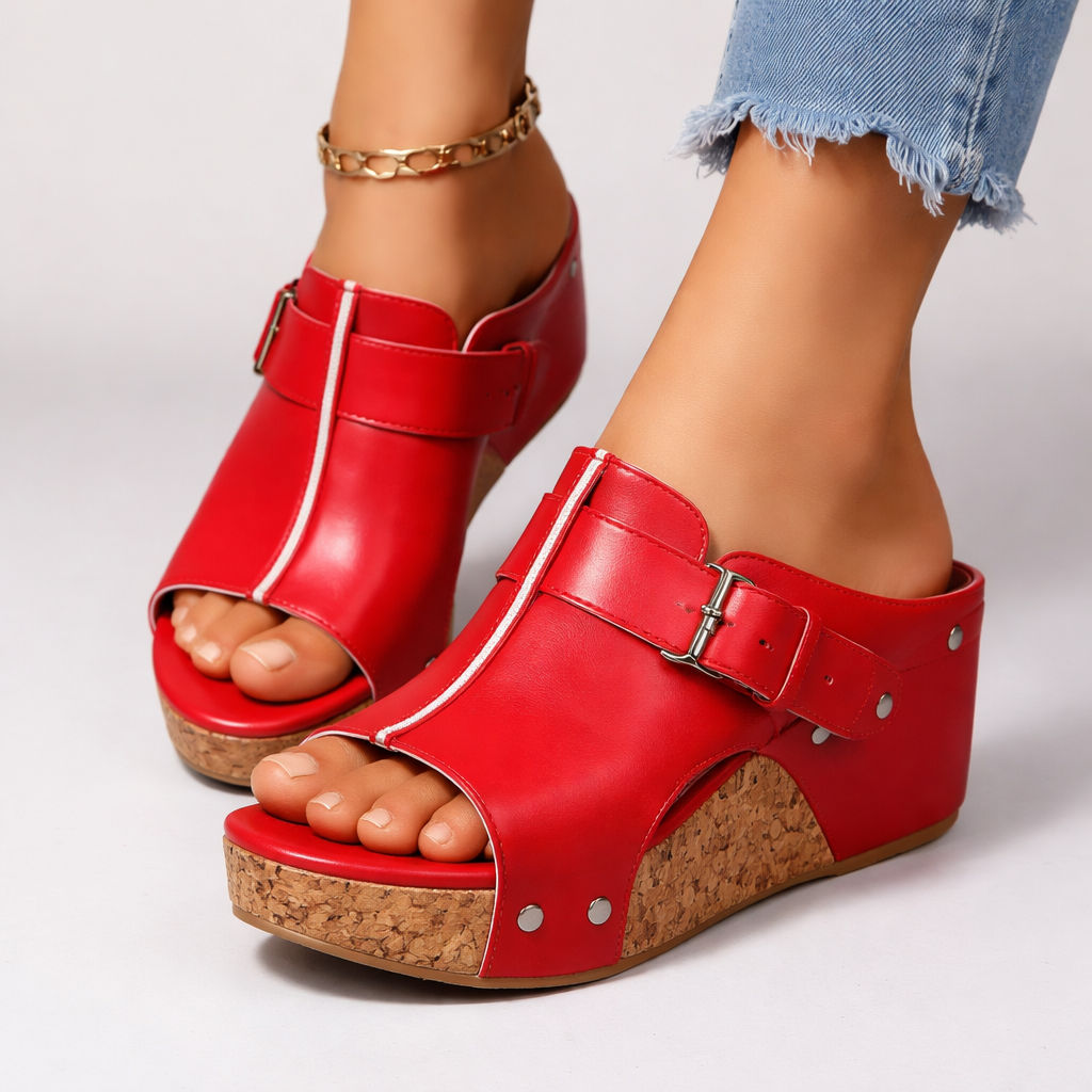 CASSIA™ | Leather Wedge Sandals