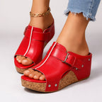 CASSIA™ | Leather Wedge Sandals
