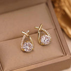 Luxury Twisted Teardrop Cubic Stud Earrings
