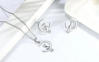 Moon & Cat Sterling Silver Stud Cat Earrings