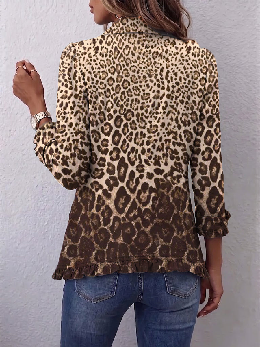 Nazaret | Leopard-print jacket with ruffles