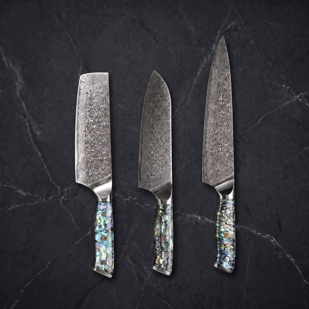 Shirogane Knife Trio (Gyuto, Nakiri & Santoku)